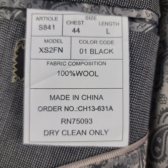 Cosani Men's 44L Black Wool Mini Herringbone Single Breasted Sports Jacket NEW - Picture 16 of 16